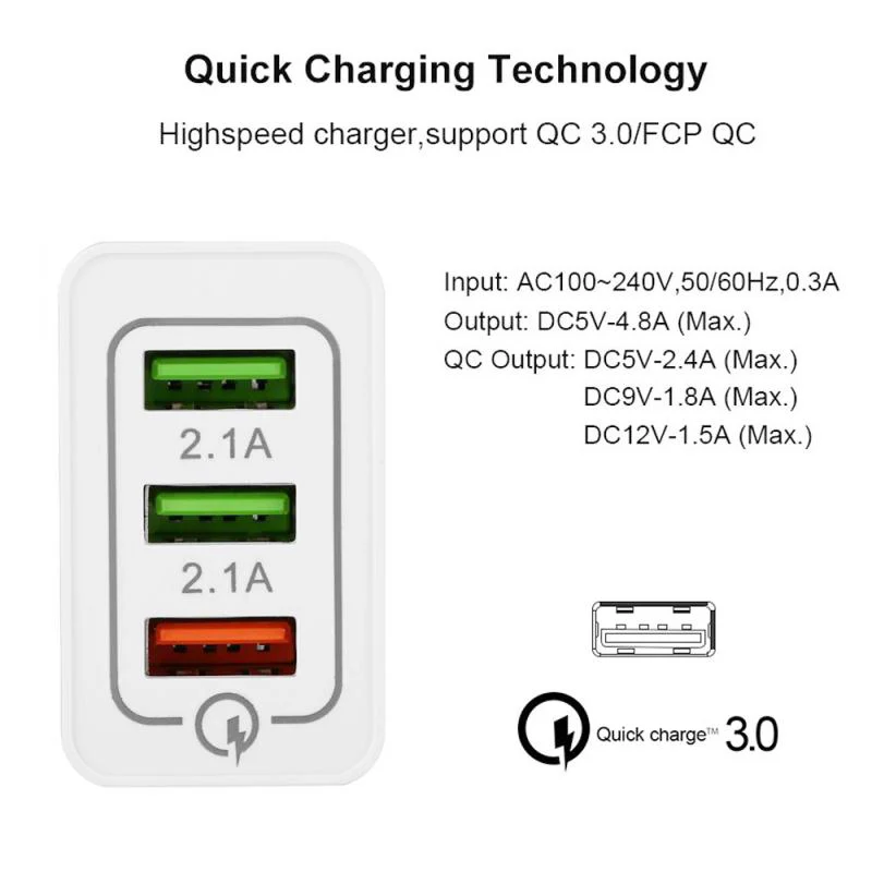 Универсальное быстрое зарядное устройство 3,0 USB QC3.0 быстрое устройство для зарядки для iPhone 7 8 Plus samsung Xiaomi зарядное устройство для мобильного телефона