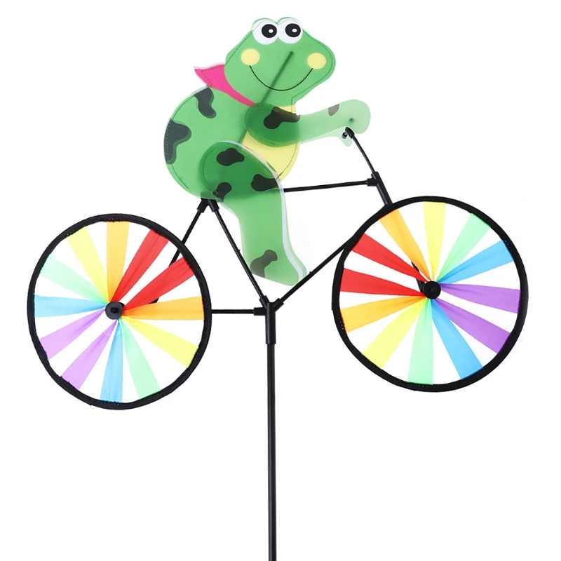 HBB Cute 3D Frog on Bike Windmill Whirligig Garden Lawn Yard Decor Wind Spinnerin Windmill from