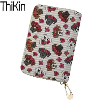 

THIKIN Cute Boxer Dog Printing Card&ID Holders Women Travel Credit Card holder Ladies Business Card Case Function Passport Cover