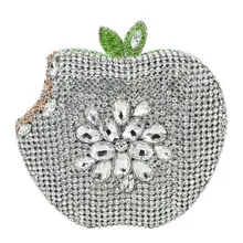 Lasc silber grün apple form handtaschen luxus kristall kupplung abendtaschen frauen prom taschen party geldbörse damen kupplungen sc146