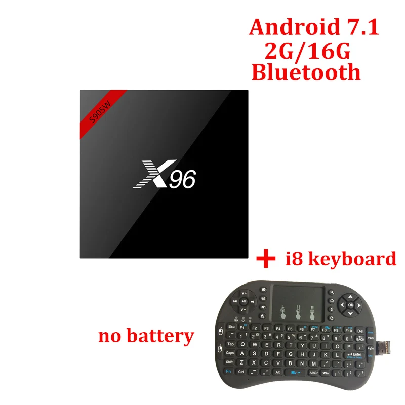 [X96] Android 7,1 tv BOX 2 Гб 16 Гб четырехъядерный процессор Amlogic S905W Suppot 2,4 ГГц WiFi медиаплеер Bluetooth опционально 1 ГБ 8 ГБ X 96 Вт - Цвет: 2G 16G BT4.0 with i8