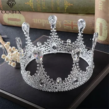 

CC crowns and tiaras baroque style crystal round shape handmade wedding hair accessories for bride fine queen jewelry gift HG454
