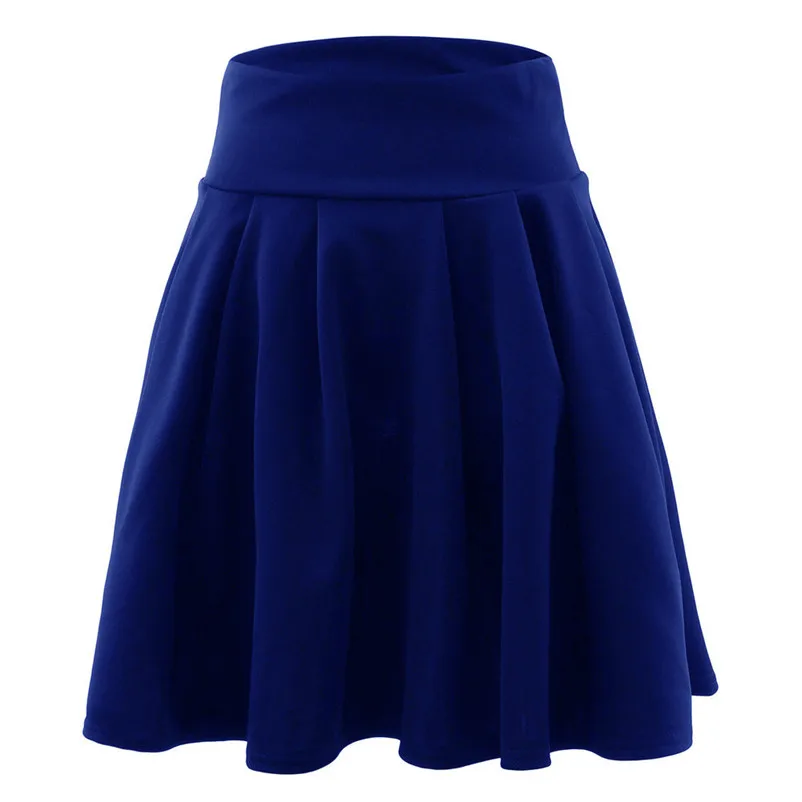Новая мода Летний стиль женские юбки в стиле casual вечерние коктейльные Элегантные Юбки Женские однотонные с коротким и широким подолом Юбка Femme Saia Y10 - Цвет: Синий