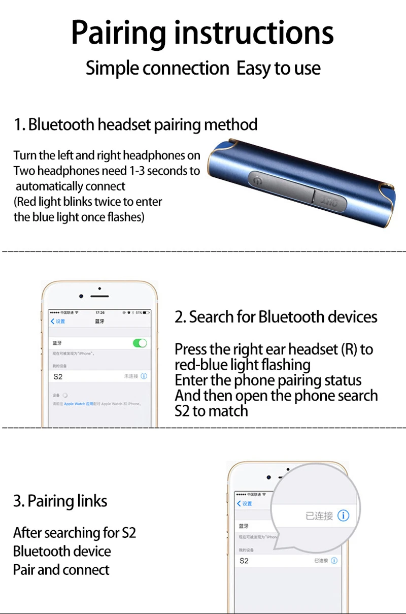 VAORLO S2 TWS Bluetooth наушники мини стерео настоящие беспроводные наушники шумоподавление IPX7 водонепроницаемая Спортивная гарнитура для смартфонов