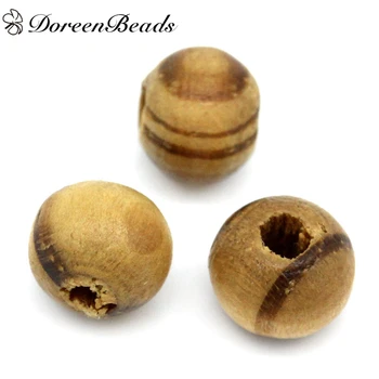 

DoreenBeads 1000PCs Coffee Stripe Round Wood Beads 6mm(2/8") (B20146)