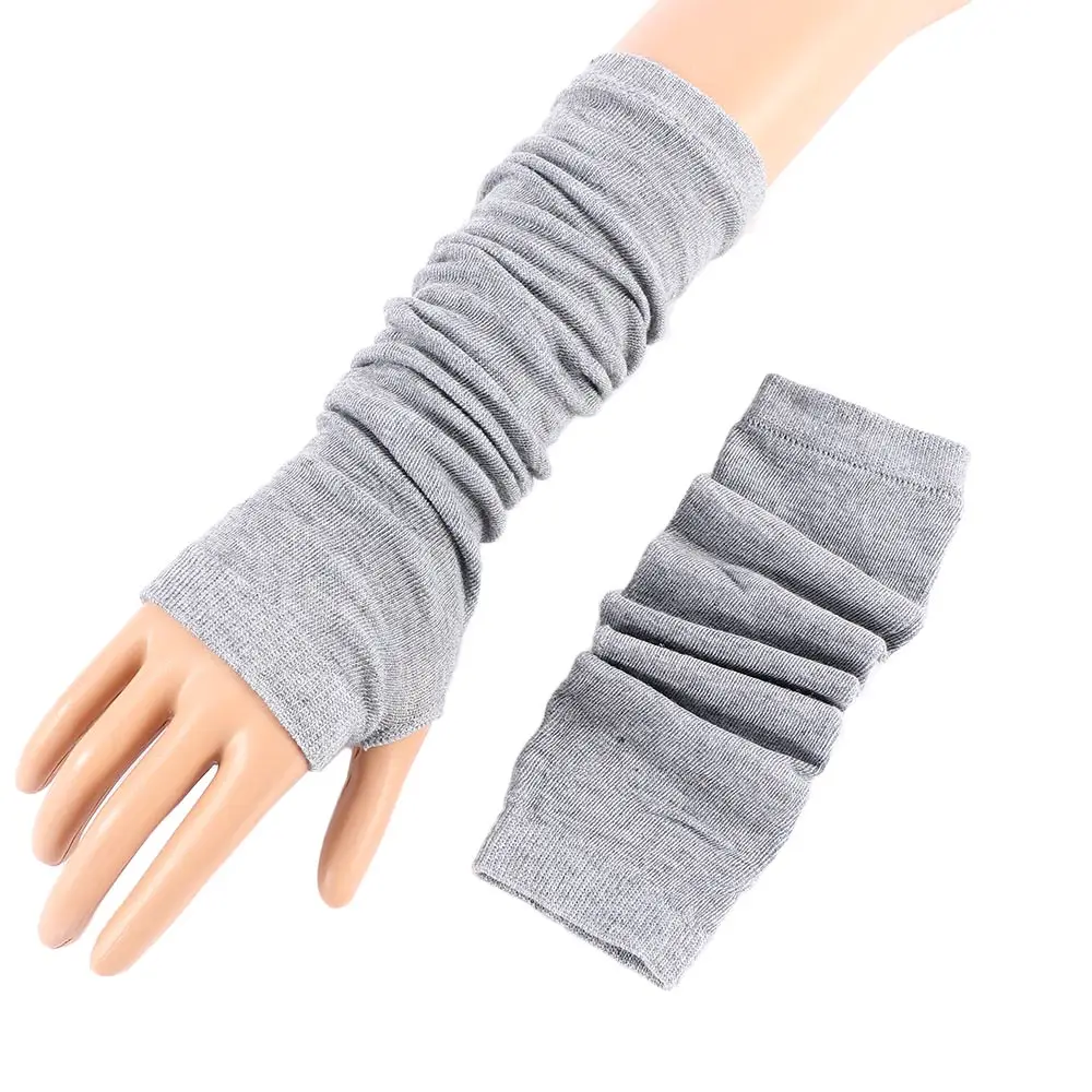 1 pair Women Wrist Arm Knitted Mitten Long Winter Hand Gloves Fingerless E0P2