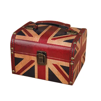 

European Classical Wooden Box Retro Portable Storage Box Antique Treasure Chest Ornaments Cosmetic Boxes Home Decoration Gifts