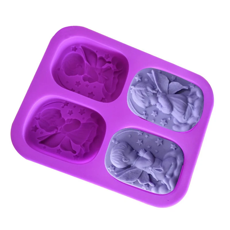 Buy 4 Hole Angels Die Food grade Silicone Angel Couple Handmade Soap