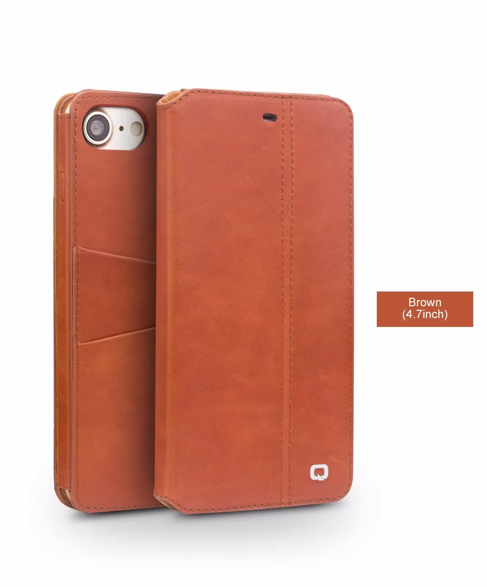 

QIALINO leather case for iPhone 7 with business card holder Slim flip case as premium accessory wallet for iPhone 7 plus