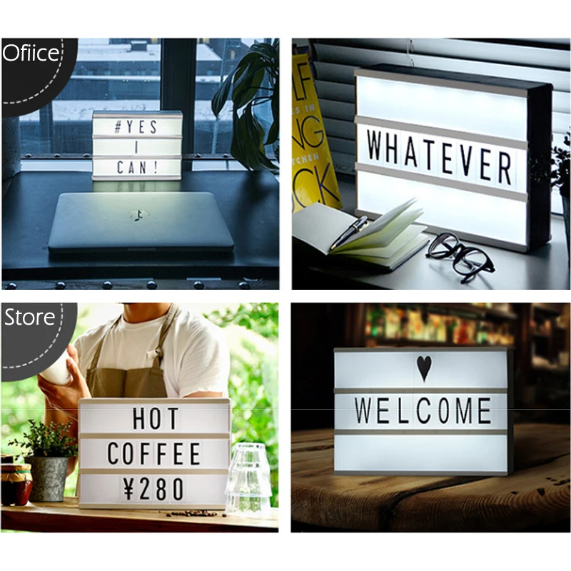 DIY LED Cinema Light Box Letter Rechargeable Lithium Battery night Lamp 180 PCS