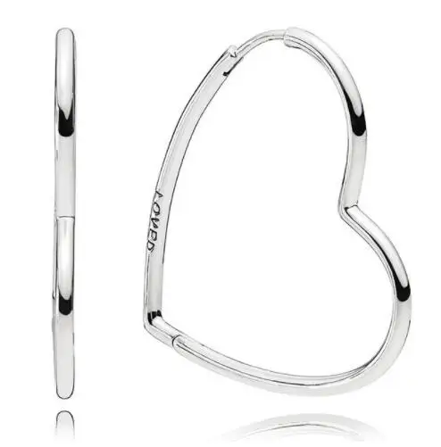 

Original 925 Sterling Silver Earring Large Asymmetric Hearts Of Love Pan Earrings For Women Wedding Gift Fine Jewelry