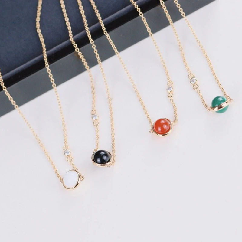 

Top Quality P Brand Pure 925 Sterling Silver Jewelry Natural Stone Necklace Beads Pendant Luck Ball Necklace Party Necklace