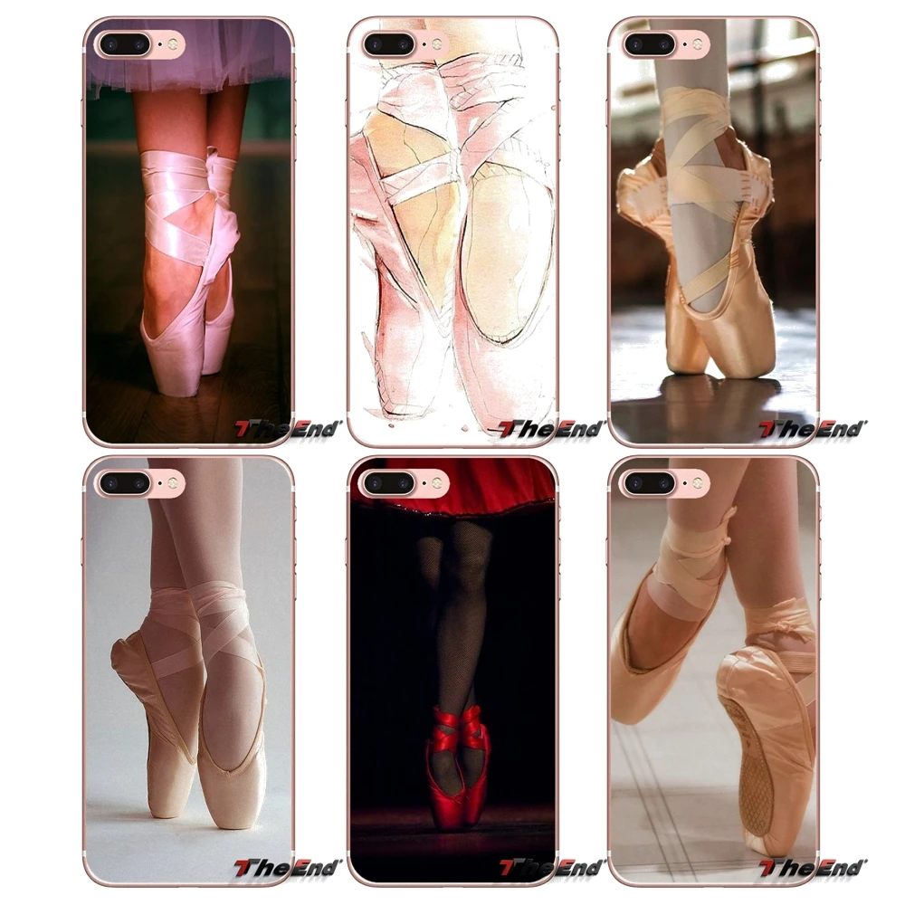 

For iPhone X 4 4S 5 5S 5C SE 6 6S 7 8 Plus Samsung Galaxy J1 J3 J5 J7 A3 A5 2016 2017 Silk Ballet Shoes Pointe TPU Silicone Case
