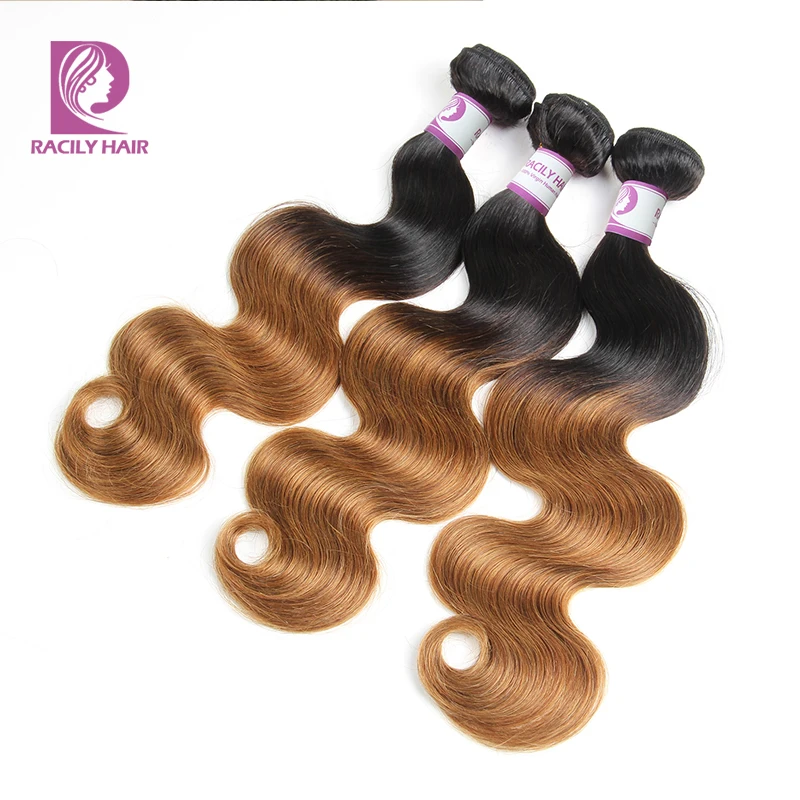 Racily Hair 1B/30 бразильские объемные волнистые пряди с закрытием Remy человеческие волосы пряди с закрытием коричневые Омбре пряди с закрытием