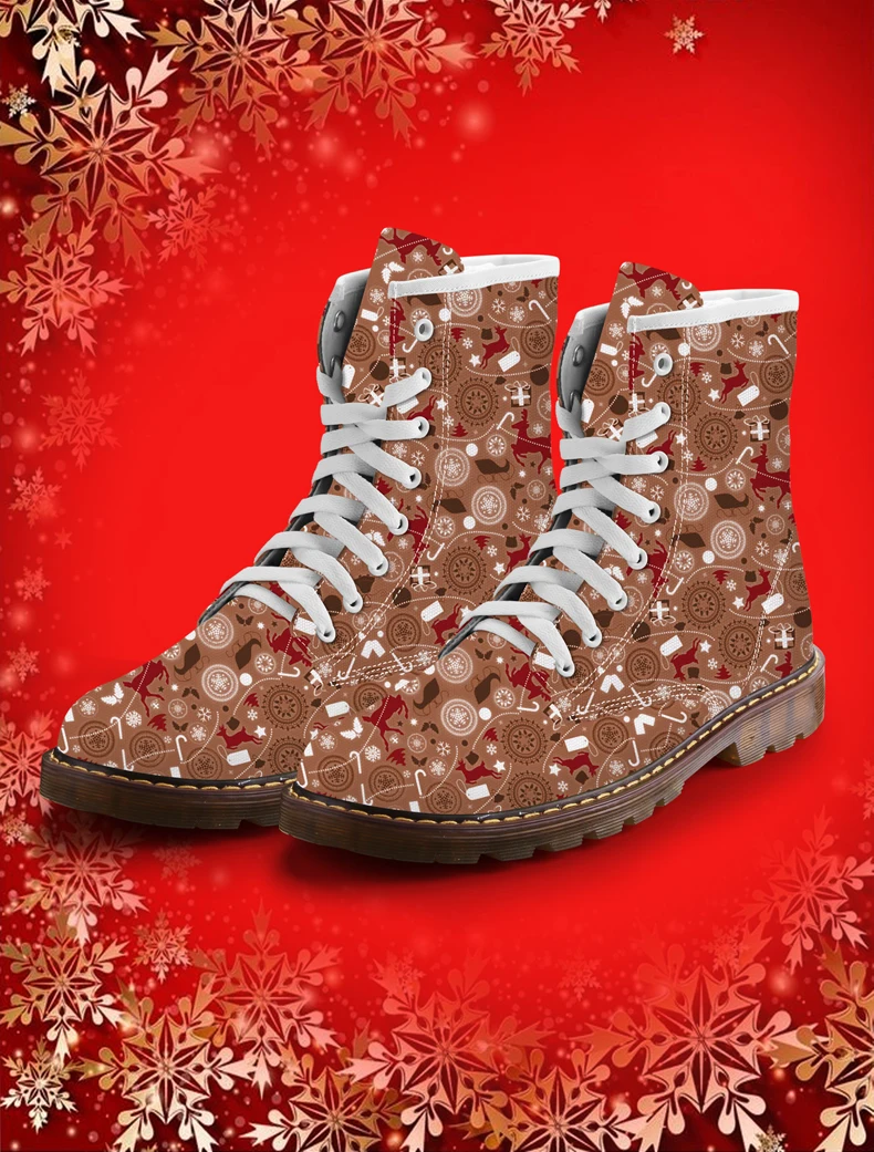 Женские ботинки «мартинсы» для первого танца, Рождества, с милым Санта Клаусом; фиолетовая женская обувь с принтом; весенние женские ботинки до середины икры на заказ