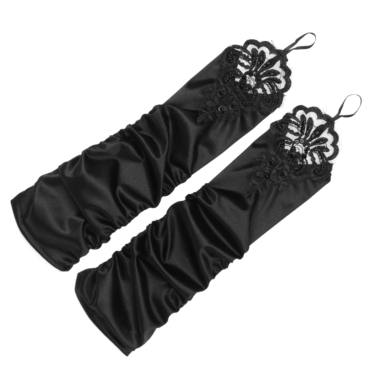 1 пара перчаток для невесты женские перчатки без пальцев Кружевные Сатиновые Свадебные перчатки с блестками для свадебной вечеринки
