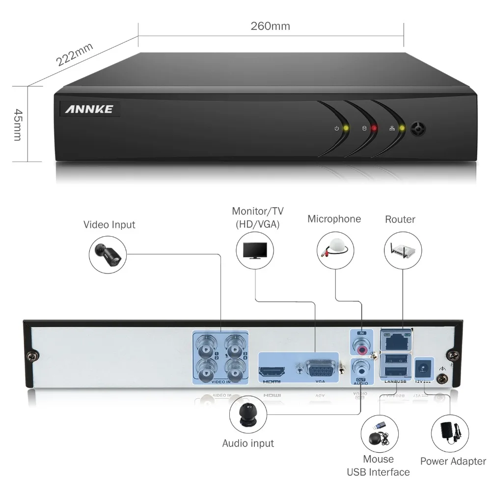 ANNKE 4CH безопасности Системы 1080N 720 P видео Регистраторы и 4 шт. 100 Вт всепогодный