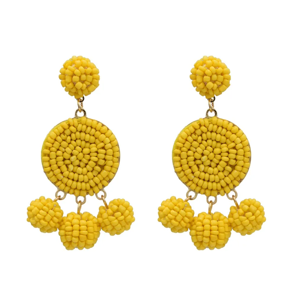 

Ethnic Acrylic Beads Earrings for Woman Fringed Tassel Oorbellen Statement Pom Pom Ball Party Jewelry pendientes Bohemian 2019