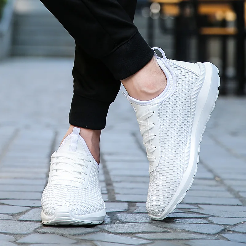 

Sneakers Men 2018 fall new style breathable PU woven running shoes outdoor antiskid lightweight fitness women's shoes size35-47