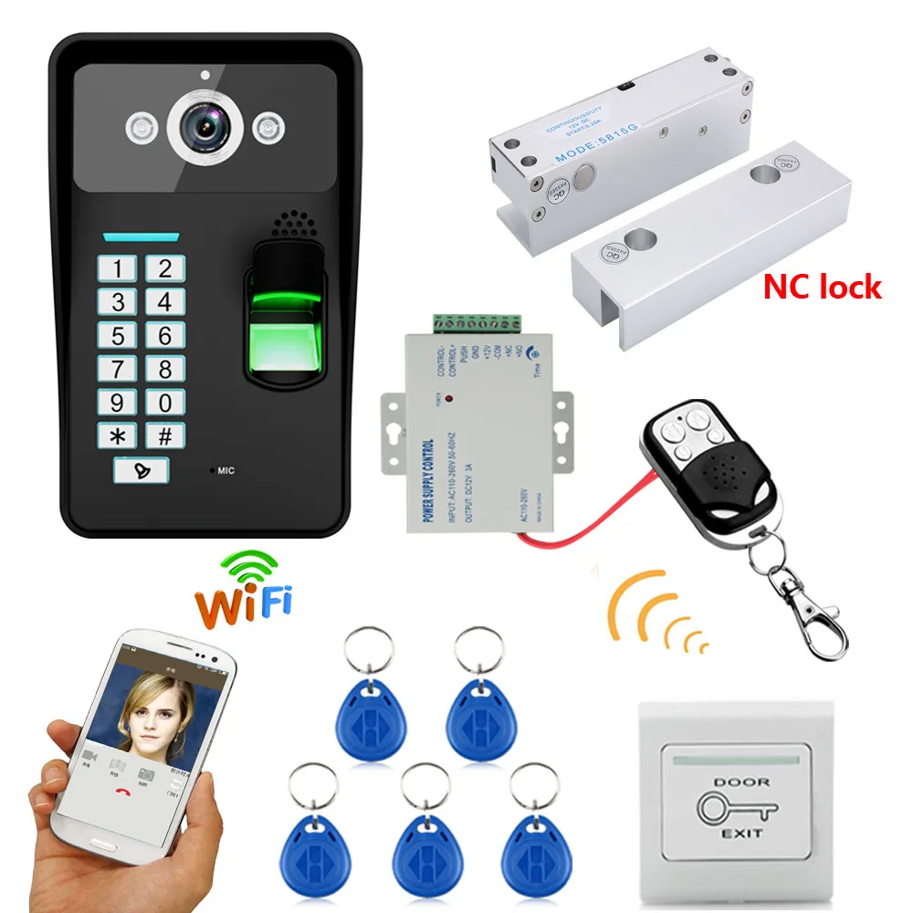 HD 720P Wireless WIFI RFID Password Video Door Phone Doorbell Intercom System Night Vision + Electric Bolt Lock