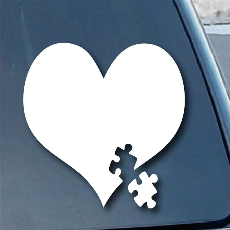 Осознание аутизма головоломка-сердце Автомобильная виниловая переводная Наклейка на окно Стикеры " в ширину(Цвет: Белый