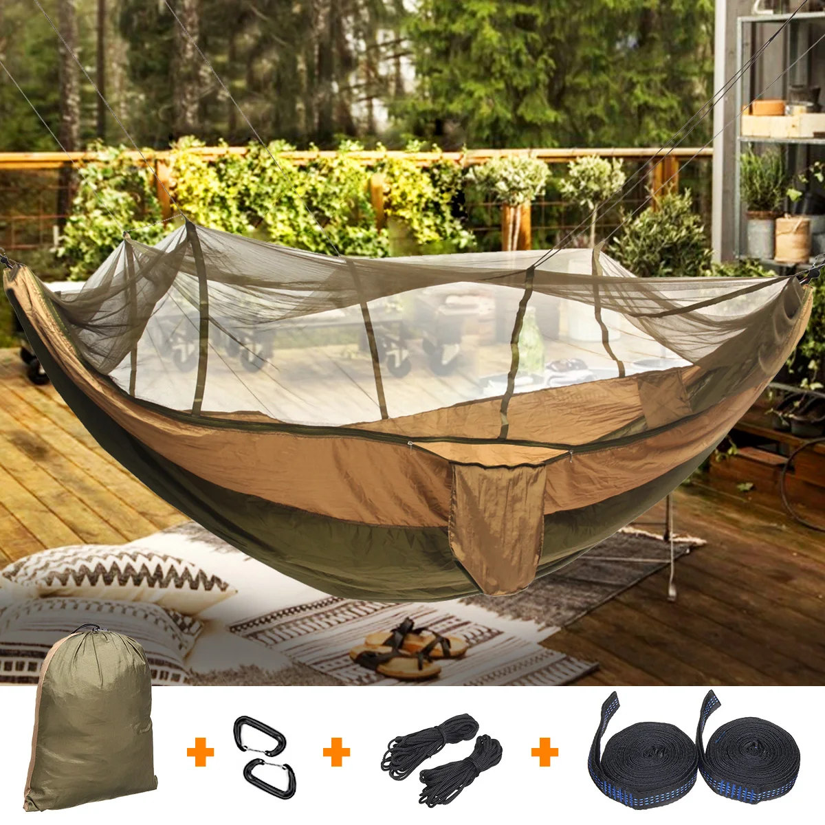 

260x140cm Anti-mosquito Portable Outdoor Hammock Camping Hanging Sleeping Bed With Mosquito Net Garden Swing Relaxing Hammock