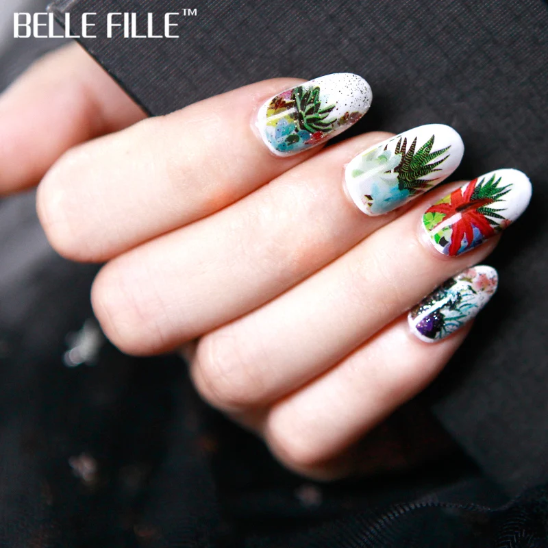 Belle Fille 1 шт Nail Стикеры 3D выбивая этикету клеи Цветной Цветочные Таблички Маникюр