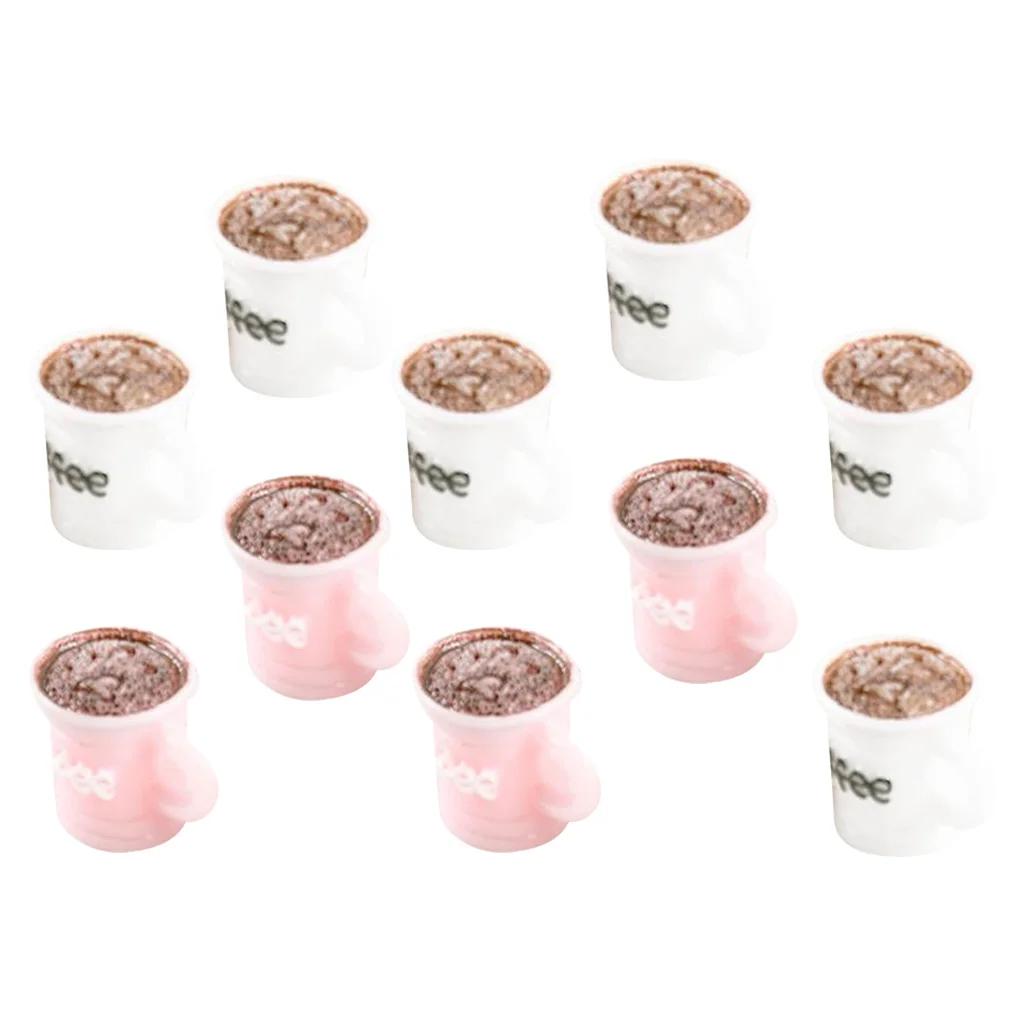10 Pieces Mini House Resin Coffee Cup Tableware Decoration Dollhouse Miniature Layout Accessories