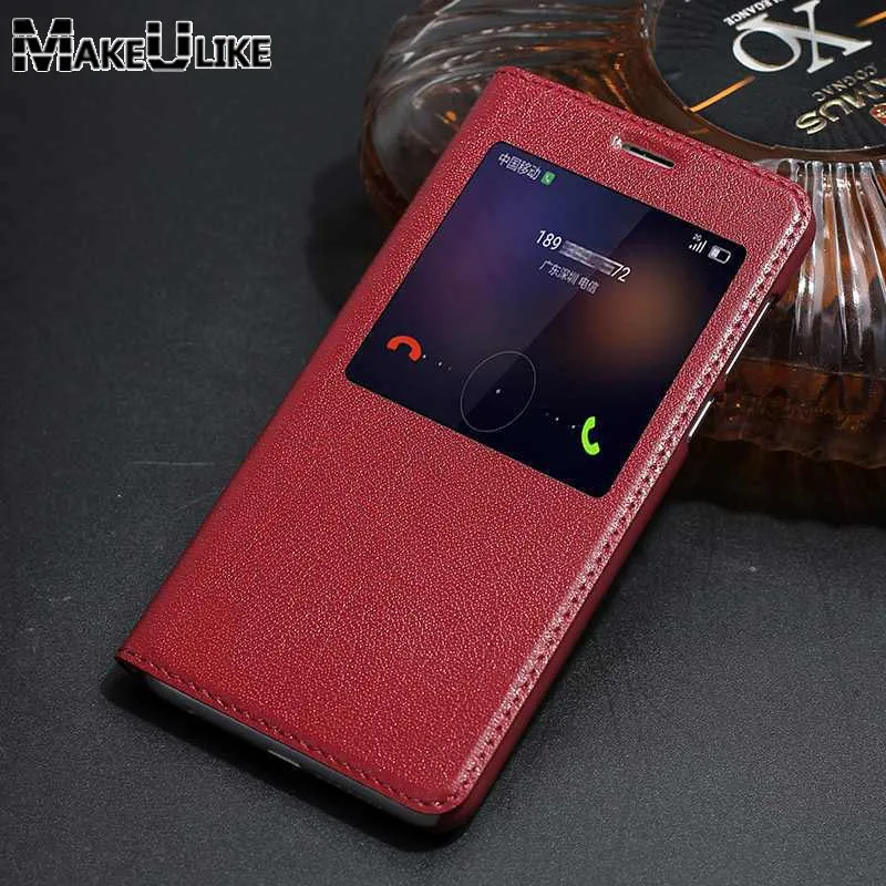 

Genuine Leather Case For Huawei Honor 8 Luxury Window View Protective Cover For Honor 8 Flip Case
