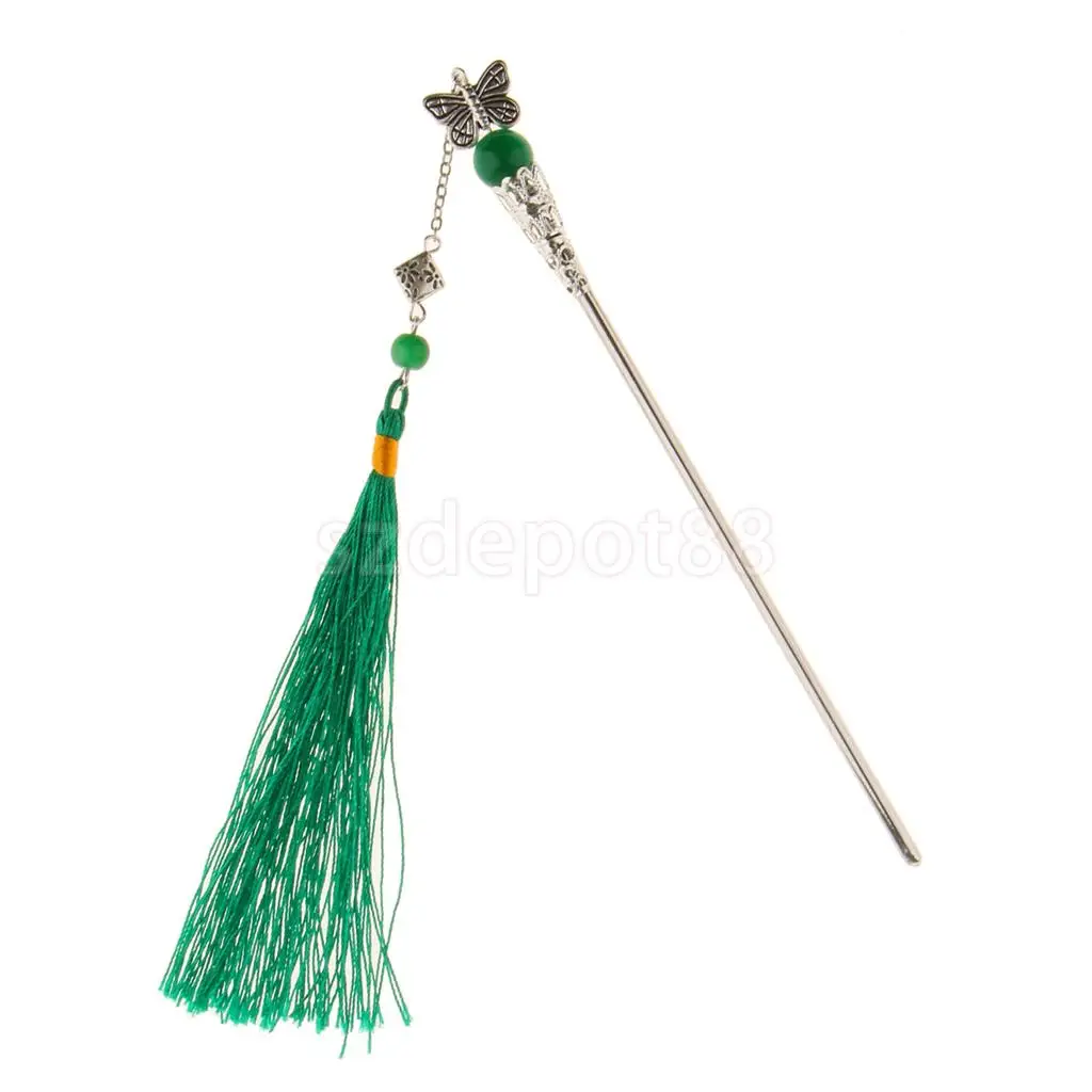 Handmade Chinese Girl Classic Butterfly Tassel Hairpin Headdress Hair Stick