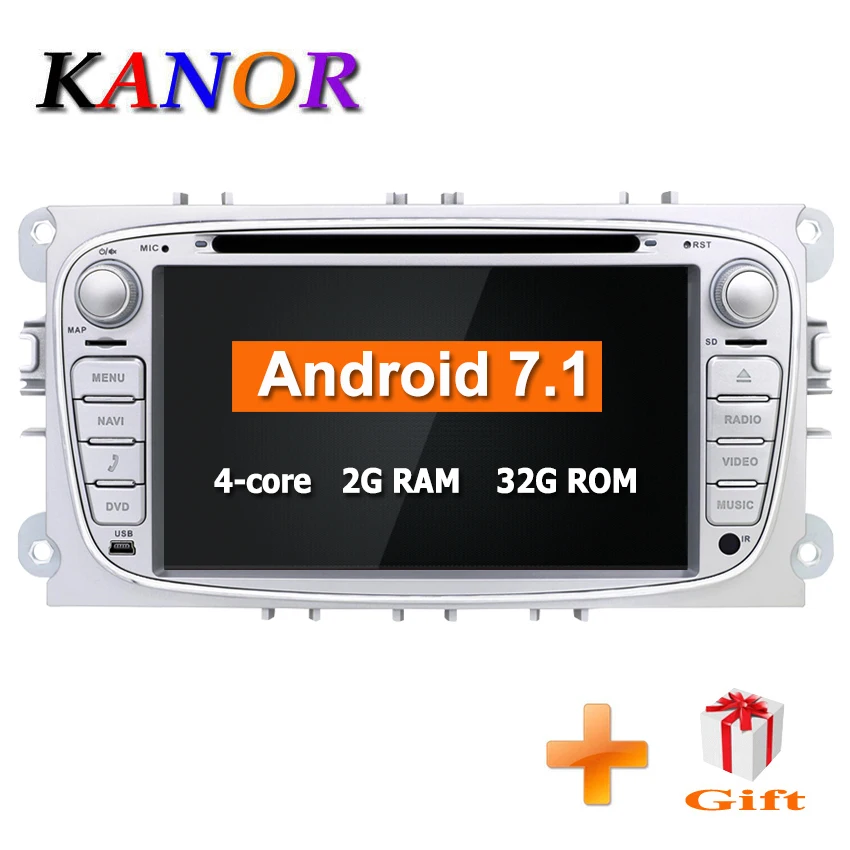 

KANOR 2 din Android 7.1 Quad Core 2g RAM Car DVD Player GPS For Ford Focus 2 Mondeo with Audio Radio Stereo Head Unit Canbus