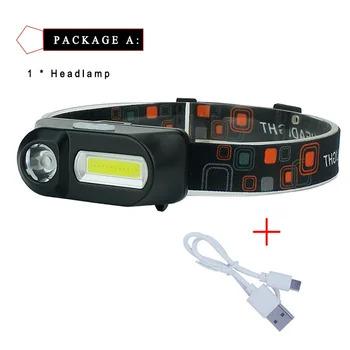 

Outdoor camping Portable mini XPE+COB LED Headlamp USB charging Fishing headlights flashlight linterna cabeza lampe frontal A1