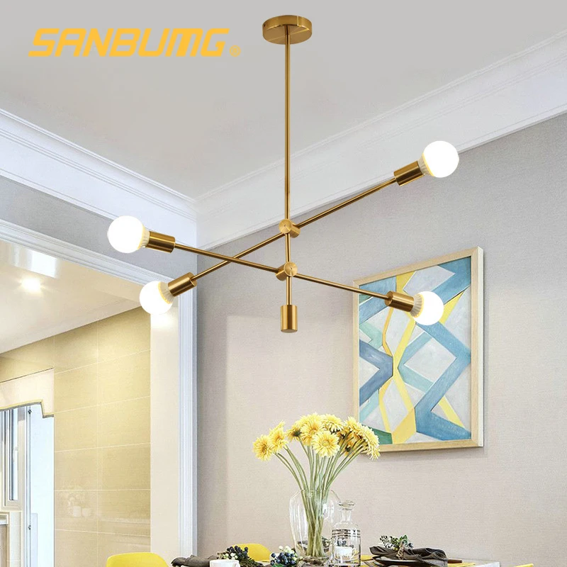 SANBUGM скандинавские современные креативные Геометрические линии люстры кованого