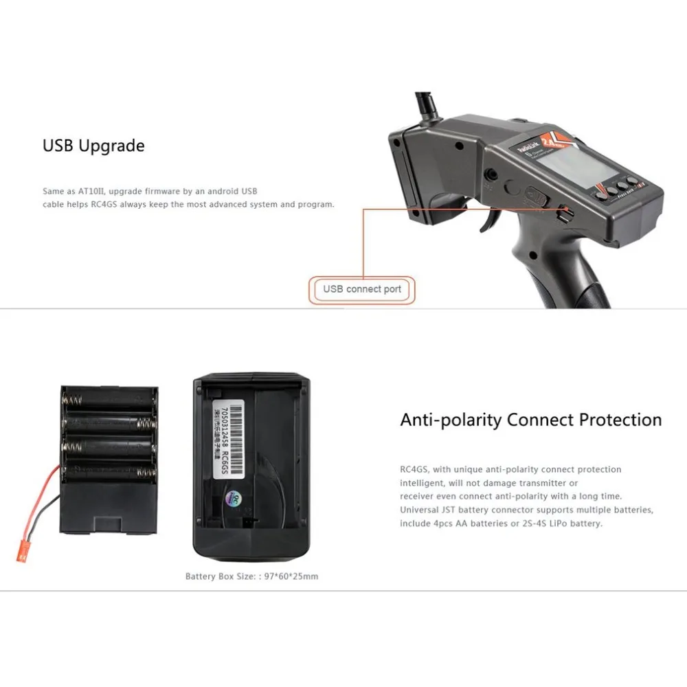 RadioLink RC4/6GS 2,4 GHz 4/6CH 400M пульт дистанционного управления передатчик+ R6FG гироскоп внутри приемника для RC автомобиля лодки