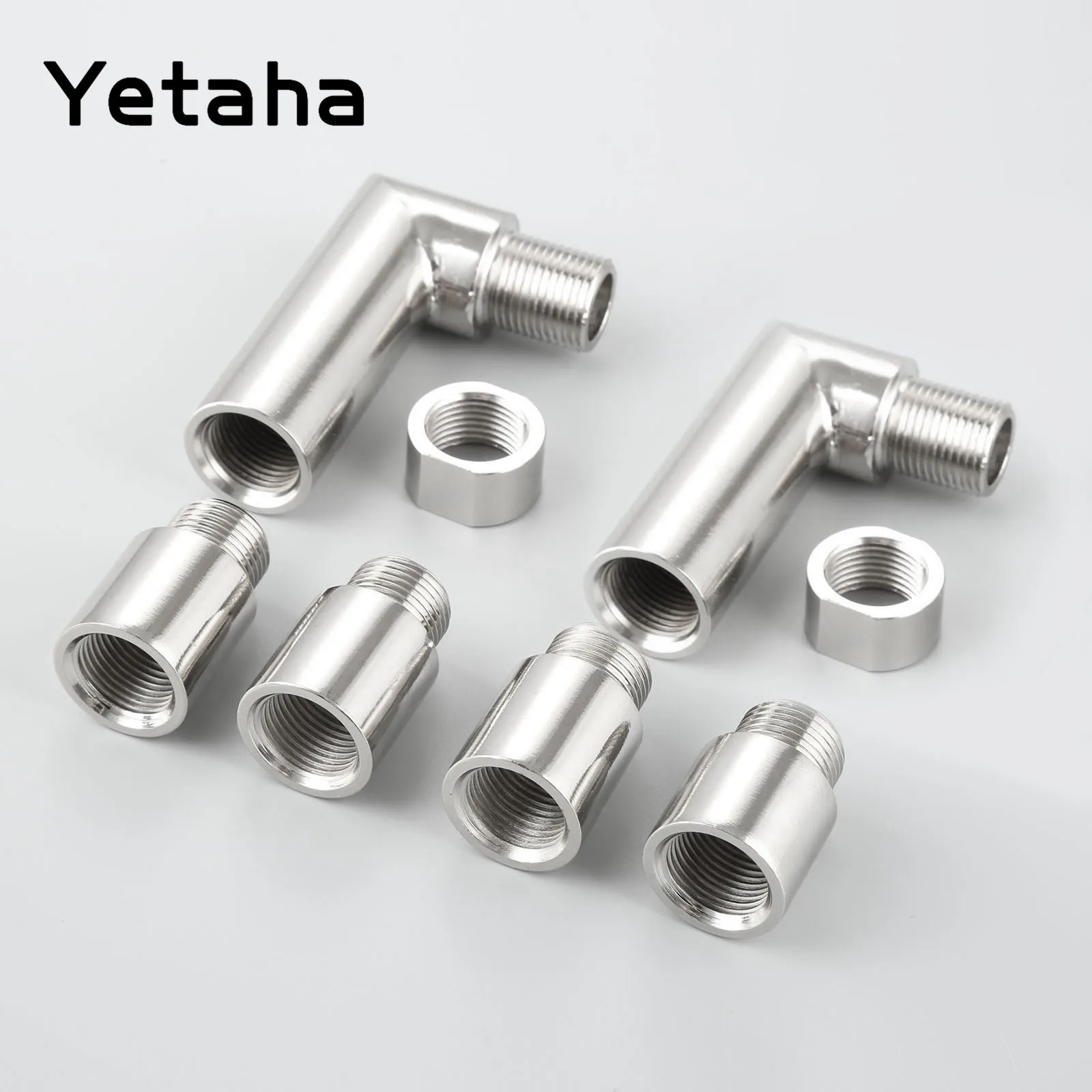 

Yetaha 2Set M18 X 1.5 Oxygen Sensor Spacer Kit Chromed Stainless Steel Angled for Decat Hydrogen Lambda O2 Extender Spacers