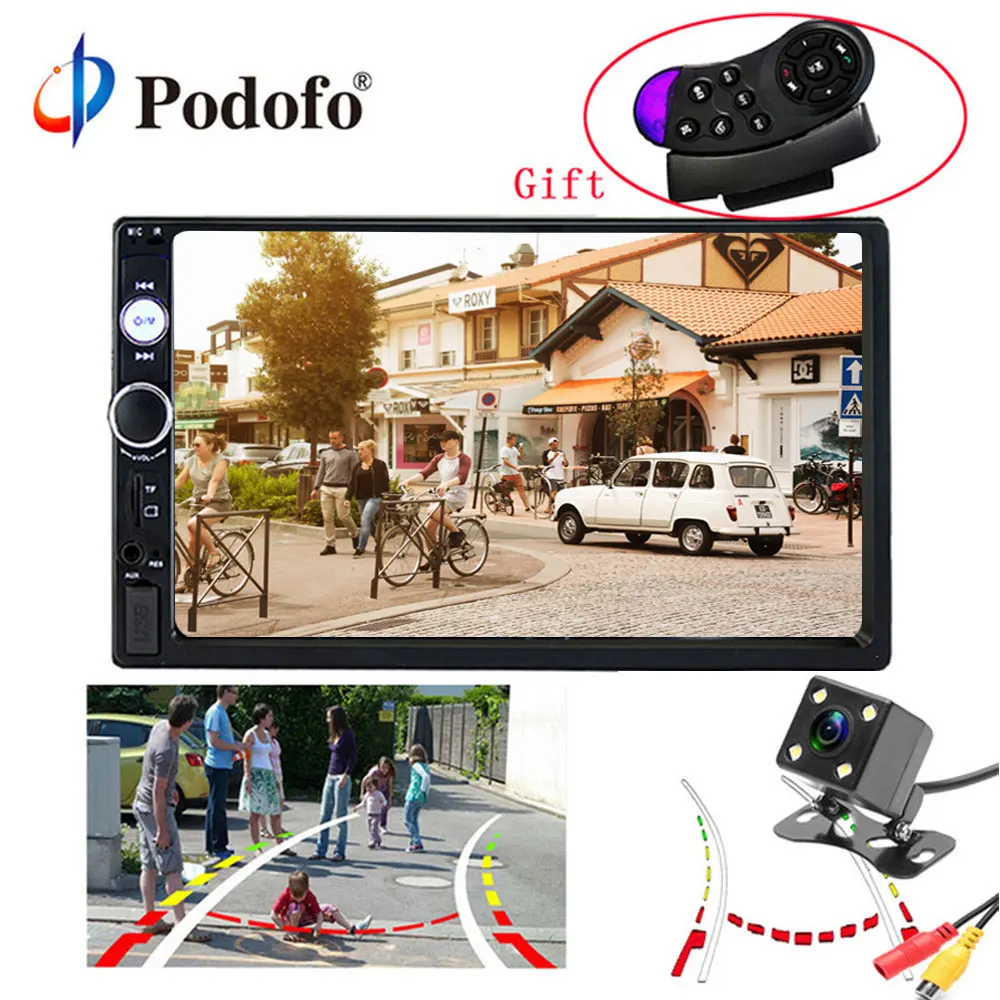 

Podofo 7'' Car Radio 2Din Audio Stereo autoradio FM Bluetooth Steering Wheel Remote Control Multimedia Player MP5 Bluetooth USB