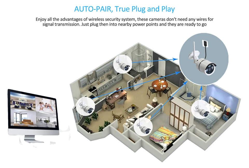 4CH 1080 P беспроводная камера безопасности Система 12 "ЖК-монитор NVR 2.0MP Wifi Аудио CCTV камера P2P видео набор для наблюдения