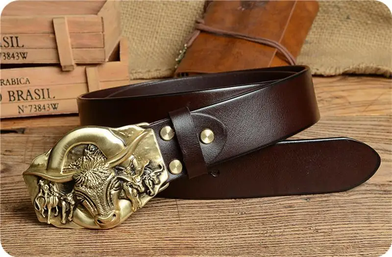 Ковбойский ремень латунная пряжка с быком роскошный мужской ремень из натуральной кожи винтажный Ceinture Homme Cinturon мужской ремень для широкой талии MBT0389