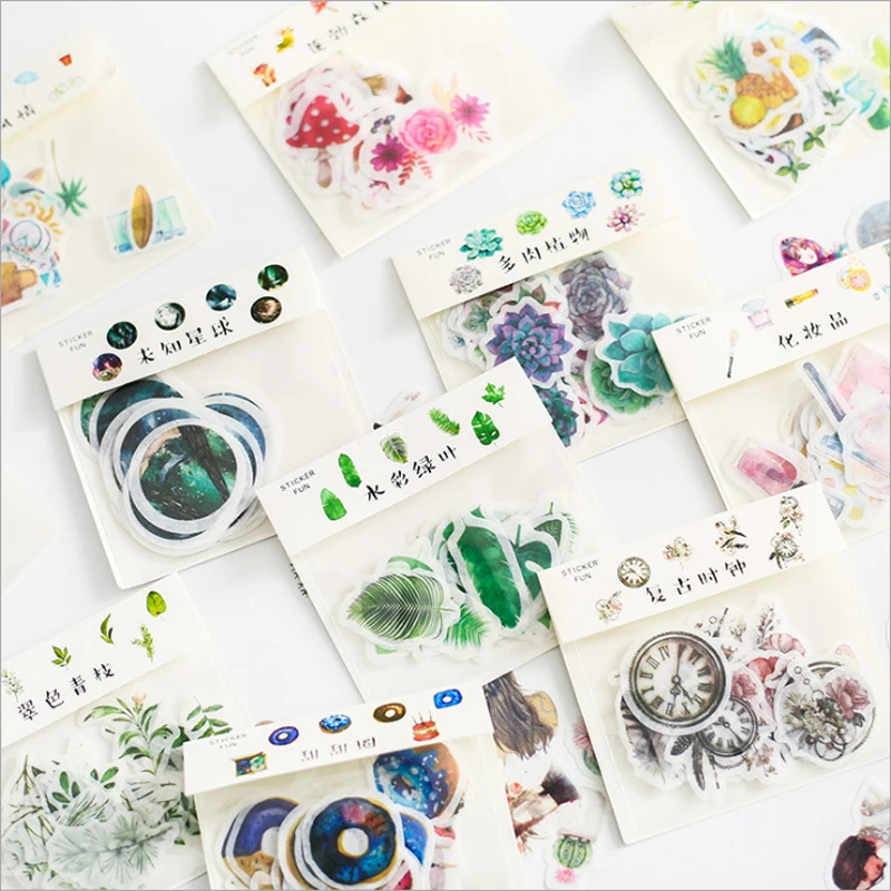 

32 sheets/lot Many styles plants animal food paper sticker package DIY diary decoration sticker album scrapbooking