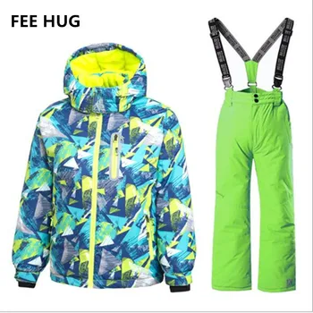 

Winter Children Ski Clothes Sets Thick Warm Fleece Girls Sport Ski Clothing Suits Boys Waterproof Windproof Snow Jackets Pants