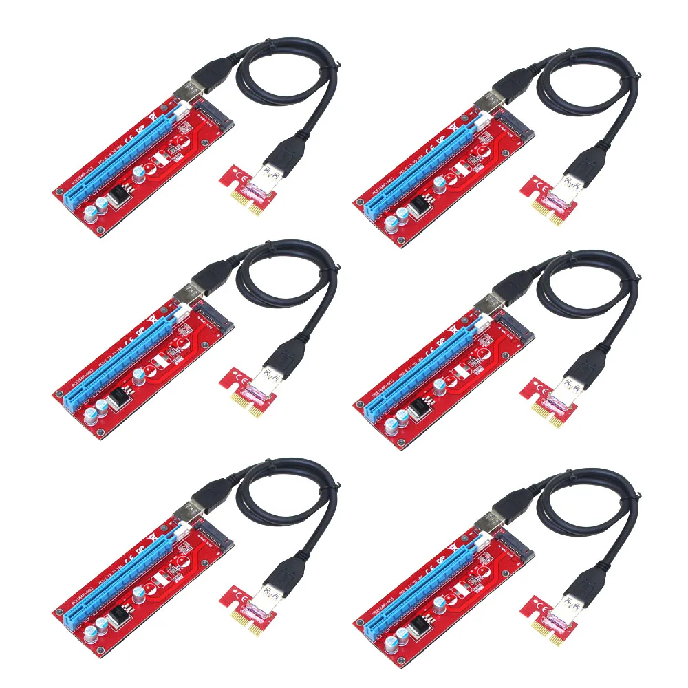 

6PCS VER 007S Raiser Pci-e Extender Pci Express Riser Card 1X To 16X Usb 3.0 Cable SATA Power Supply Of Motherboard Miner