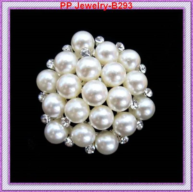 Cheap Wholesale 120PCS/LOT Silver Tone Pearls Flower Brooch Pinsflower
