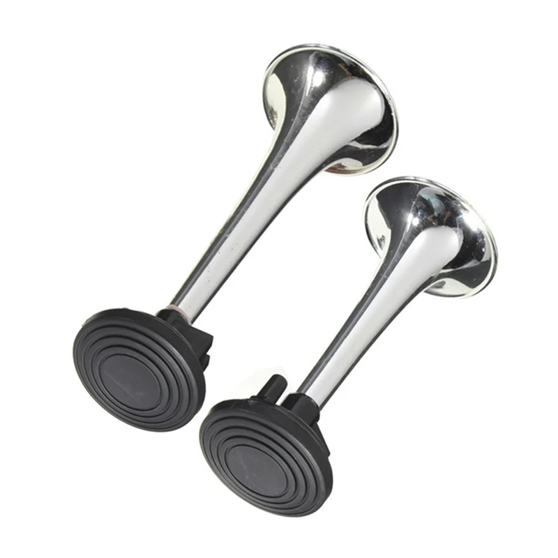 Hot sale 2PCS Universal Train Car Truck Boat Dual Air Horn Trumpet Super Loud Black Silver Color