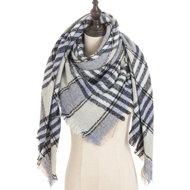 new designer brand women cashmere scarf triangle winter scarves lady shawls and wraps knit blanket neck striped foulard - Цвет: E16