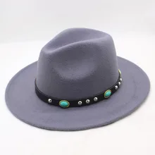 SUOGRY осень-зима широкополая Федора Для мужчин коричневый Джаз плоским шляпа фетровая Кепки шляпа котелок шерсть Шапки для женщин еврейского Hat