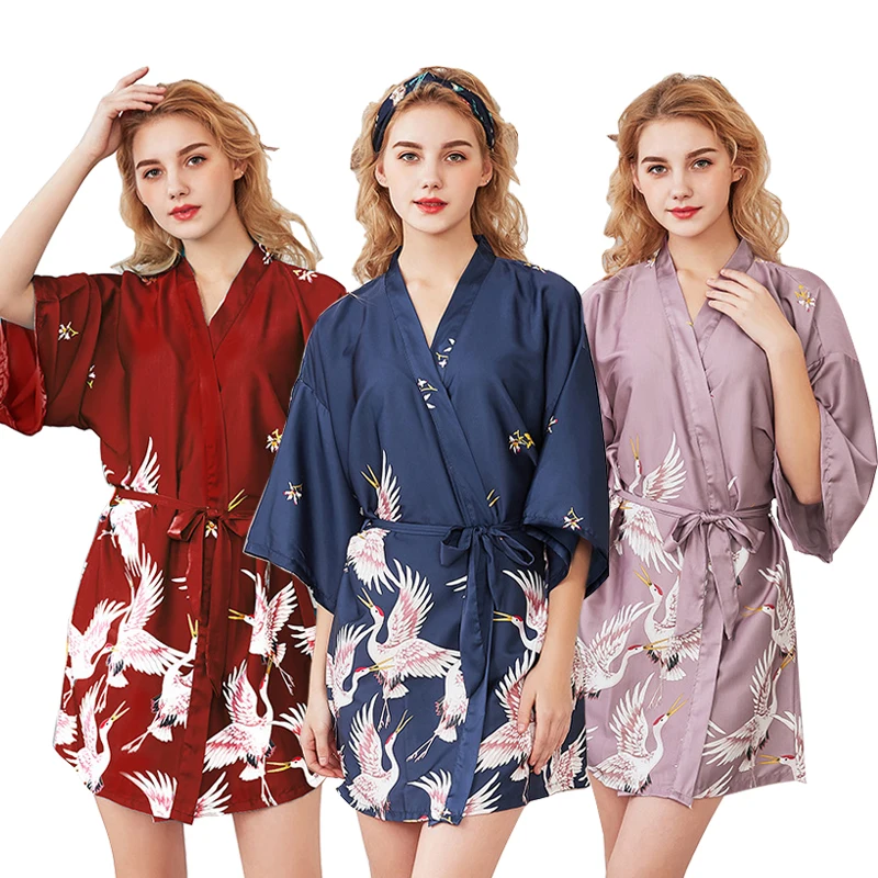 

Silk Robes for Women Pajamas Large Size Print Satin Robe Bathrobe Bride Dressing Gown Bridesmaid Robes Szlafrok Peignoir Femme