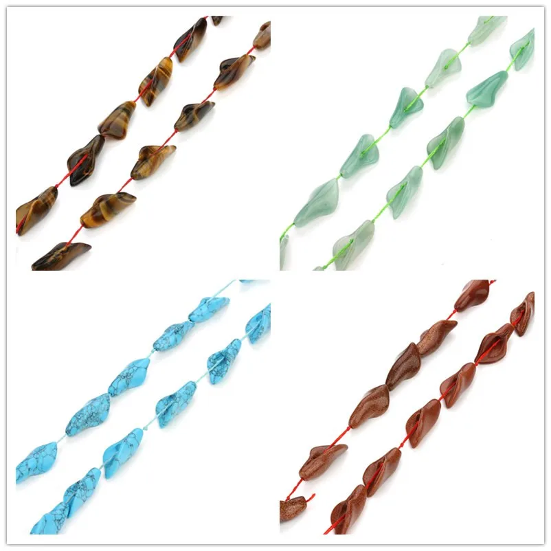 

13pcs 8styles14x28mm Horn Ear Shape Natural Stone Transverse Bore Beads For Necklace Bracelet Making Beads DIY Jewelry Findings