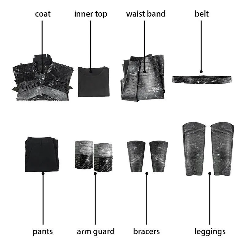 Game of Thrones Night King White Walker Cosplay Costume - 4 Piece Set: Vest, Helmet, Pants, Shirt for Halloween image 6