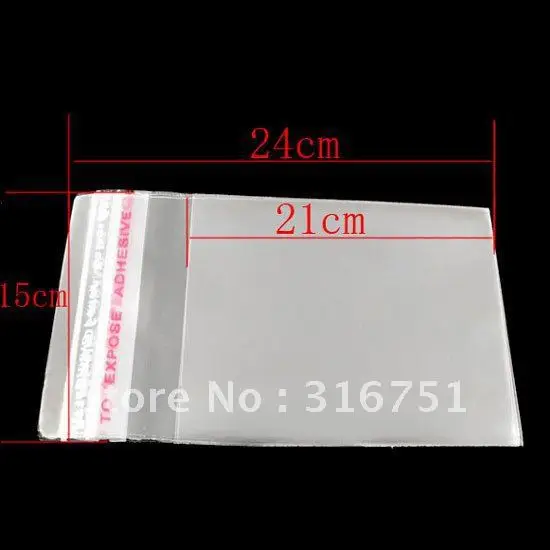 

Free Shipping 100Pcs Clear Self Adhesive Seal Plastic Bags 15x24cm(w00888)