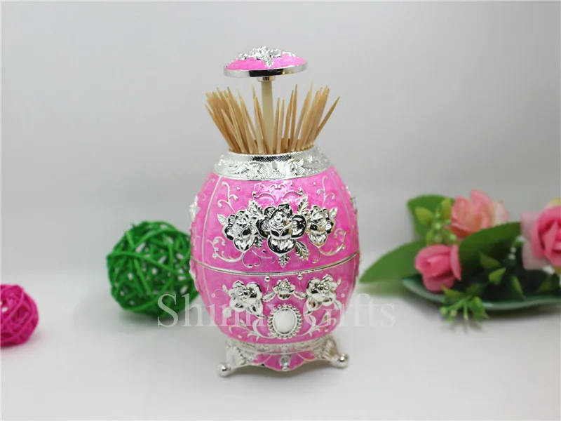 Shinny Gifts Rose Design Metal Toothpick Holders Home Decorative